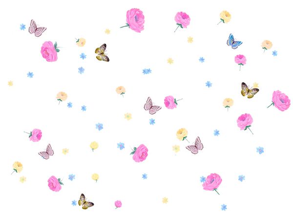 عشق پروانه به گل برگ و گل طراحی هنری