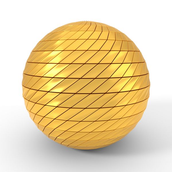 اشکال چهارگوش کروی طلایی پوشیده شده است تصویر 3D