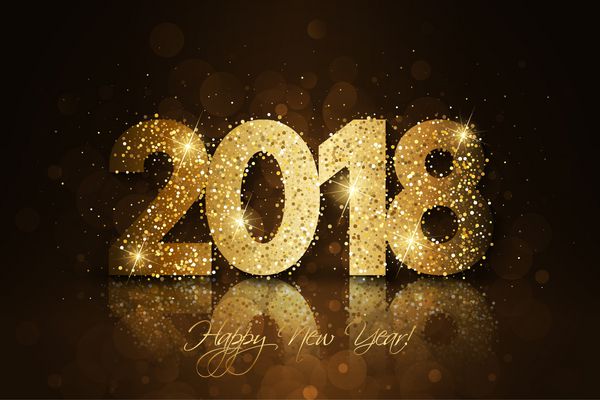 سال نو مبارک سال 2018 پس زمینه بردار سال نو جشن با زرق و برق طلا