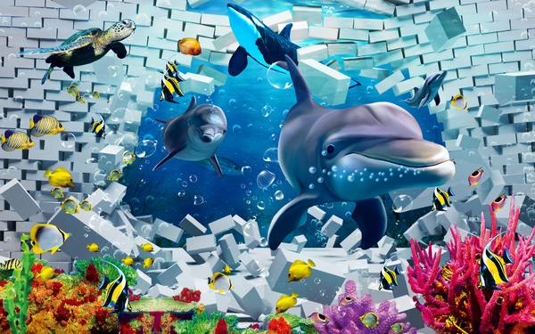 پوستر دیواری سه بعدی زندگی زیر دریا