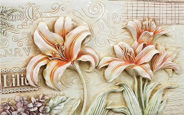 پوستر دیواری سه بعدی گل های هلندی صورتی