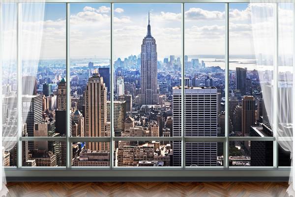 پوستر دیواری سه بعدی پنجره با منظره نیویورک