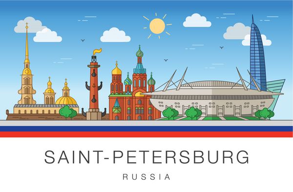 سنت پترزبورگ روسیه تصویر برداری از جاذبه های شهر و ورزشگاه فوتبال