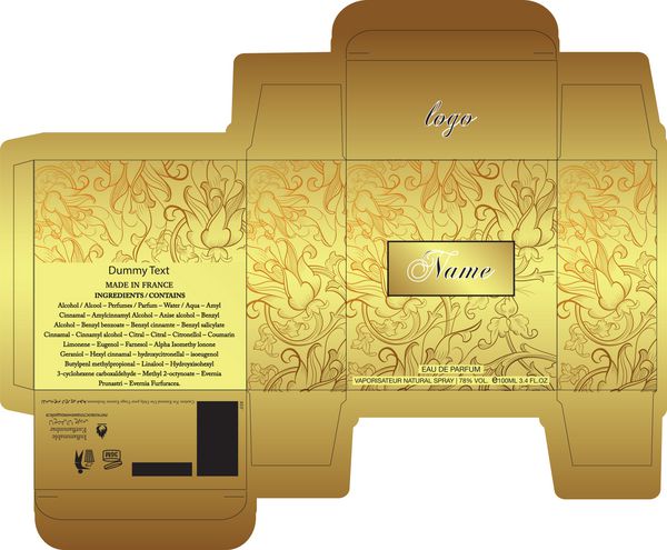 طراحی بسته بندی عطر لوکس طراحی قالب جعبه و جعبه مدل بردار تصویر