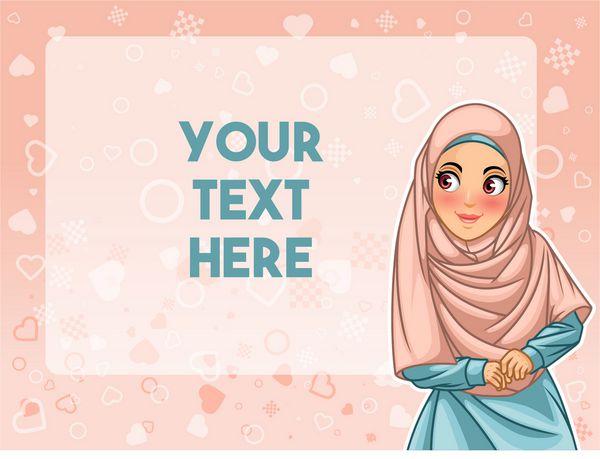 زن مسلمان با حجاب حجاب چهره به دنبال تبلیغات در برابر پس زمینه صورتی تصویر برداری بردار