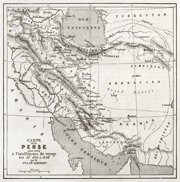 نقشه قدیمی ایرانی ایجاد شده توسط Vuillemin منتشر شده در لو تور دو مونه پاریس 1860