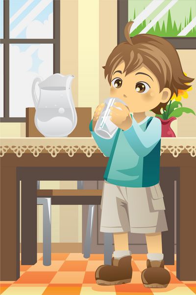 تصویر برداری از یک پسر آب آشامیدنی