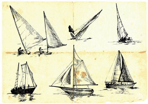 مجموعه ای از قایق های قایقرانی قایق بادبانی ورزش