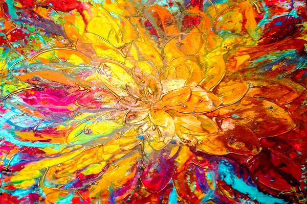 گل زیبای رنگارنگ اثر هنری