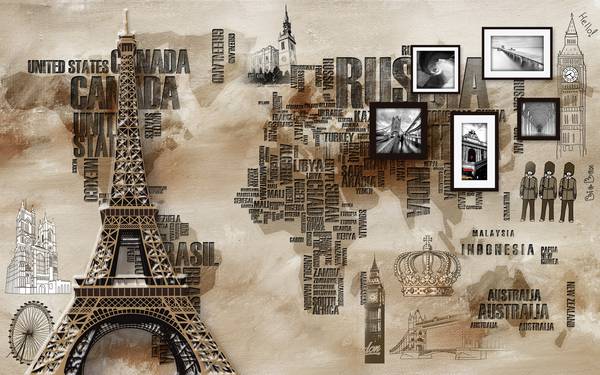 پوستر دیواری سه بعدی فانتزی برج ایفل در پاریس