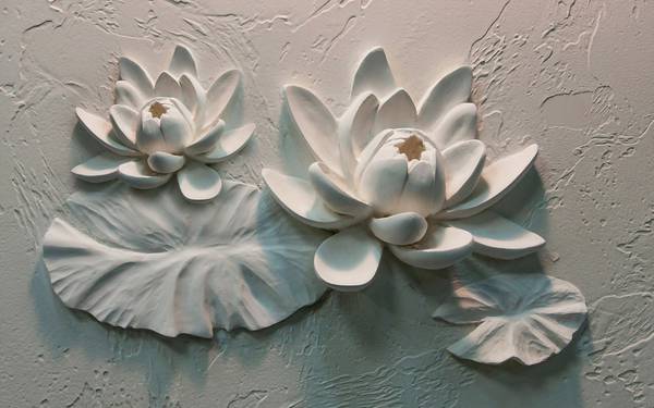 پوستر دیواری سه بعدی گل های تراشیده شده بر روی گچ