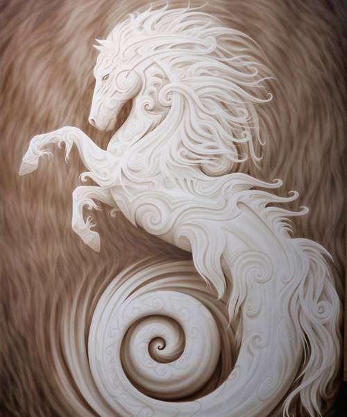 پوستر دیواری سه بعدی اسب سفید انتزاعی