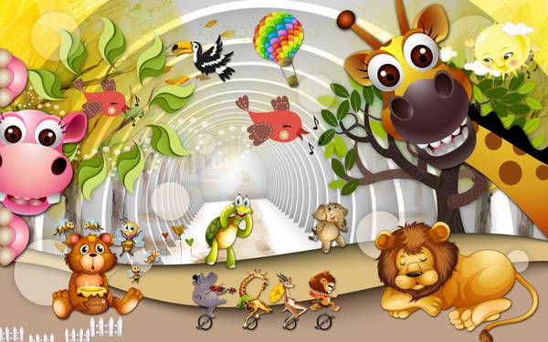 پوستر دیواری سه بعدی کودکانه از حیوانات جنگل