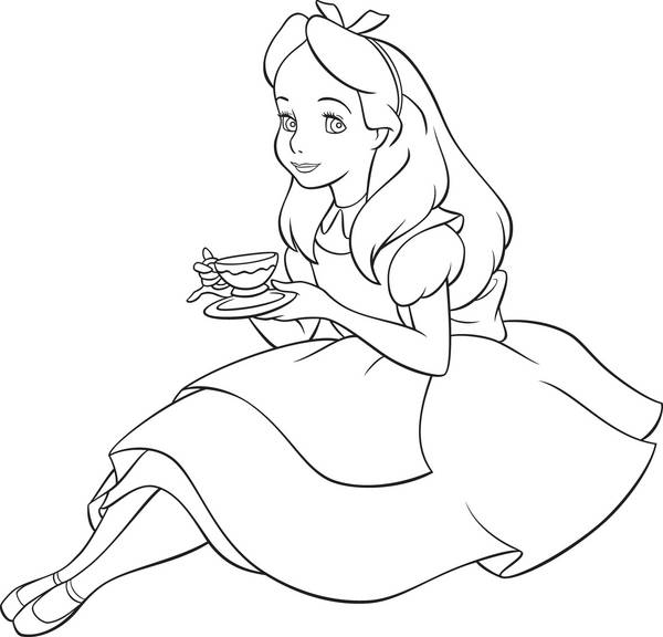 الگوی رنگامیزی آلیس در حال قهوه خوردن