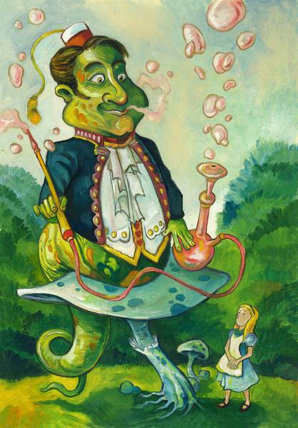 نقاشی آلیس و غول سبز در سرزمین عجایب