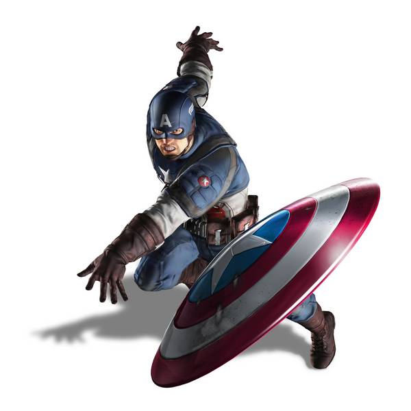 کارتونی کاپیتان آمریکا در حال پرتاب سپر سمت دشمنان