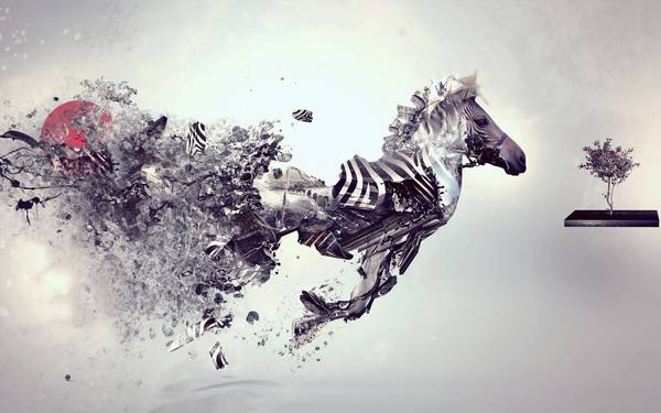 پوستر دیواری سه بعدی اسب در حال گودر شدن فانتزی زیبا