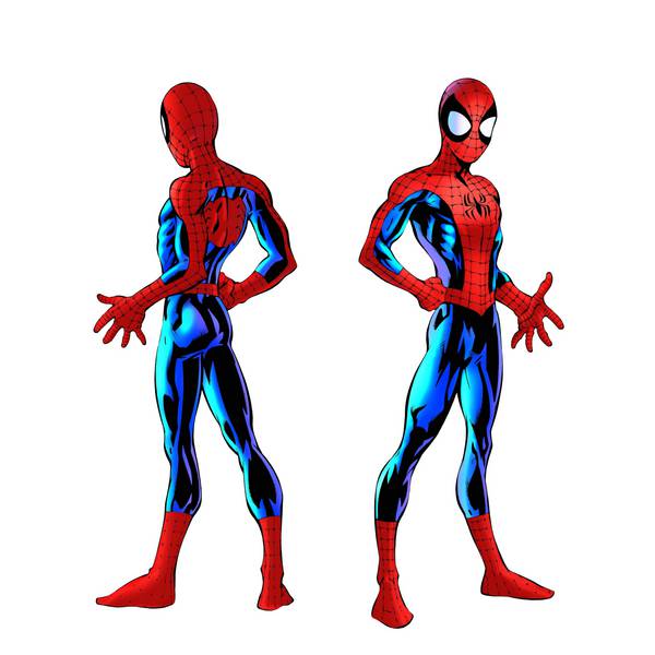 دو مرد عنکبوتی ایستاده به صورت قرینه