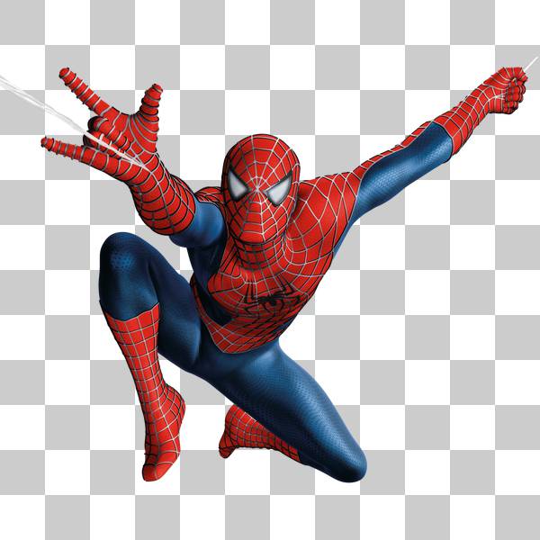 مرد عنکبوتی در حال تار زدن در استایلی متفاوت و پس زمینه شفاف