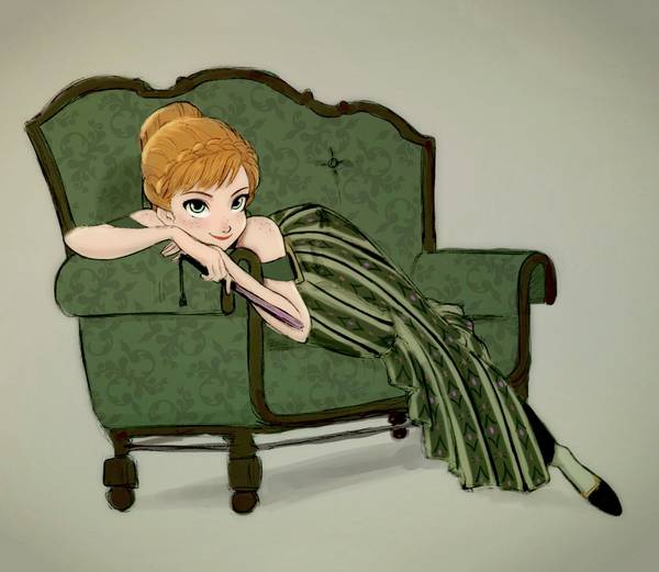 آنا دراز کشیده روی مبل سبز