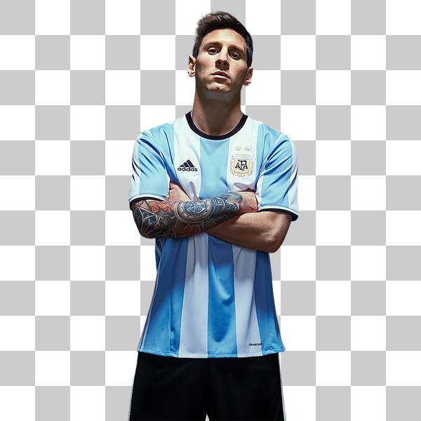 مسی با لباس آرژانتین در پس زمینه شفاف