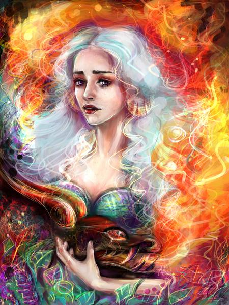 نقاشی مادر اژدها از سریال بازی تاج و تخت