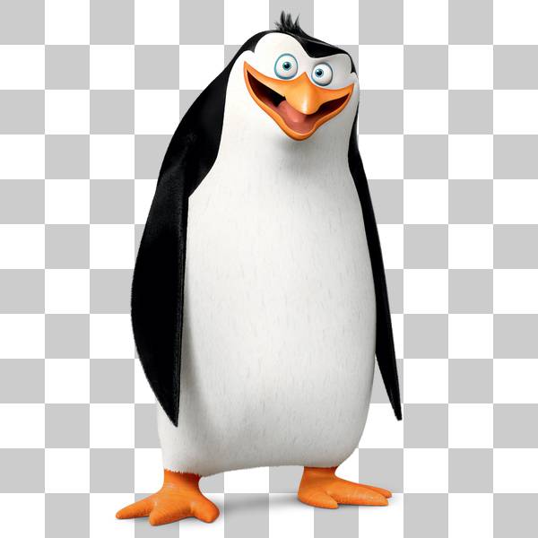 پنگوئن با خنده در پس زمینه شفاف