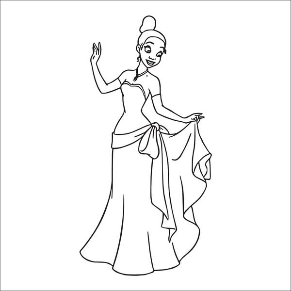 نقاشی سیاه و سفید پرنسس تیانا در حال رقص