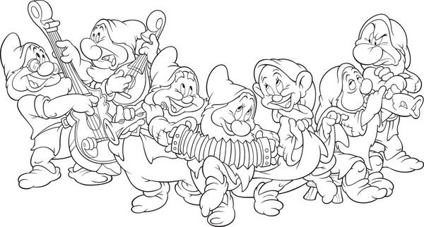 نقاشی هفت کوتوله در کنار هم از کارتون سفید برفی