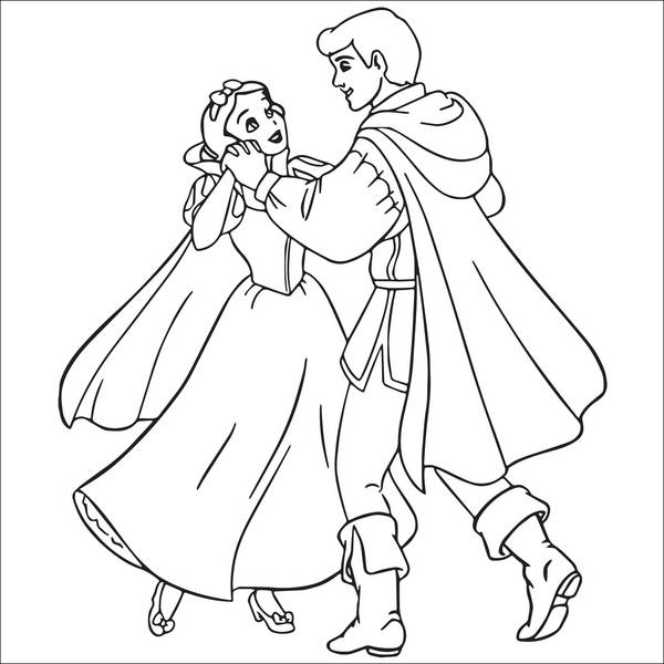 نقاشی سفید برفی در حال رقصیدن با شاهزاده