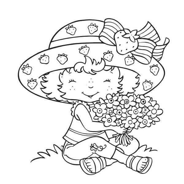 نقاشی کلوچه توت فرنگی با دسته گل