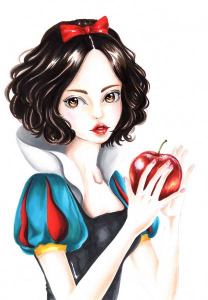 سفید برفی و سیب در دست