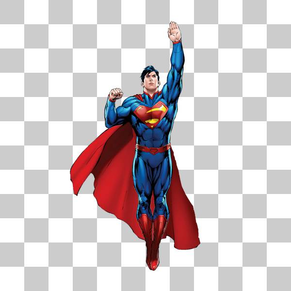 سوپرمن در حال پرواز در زمینه شفاف