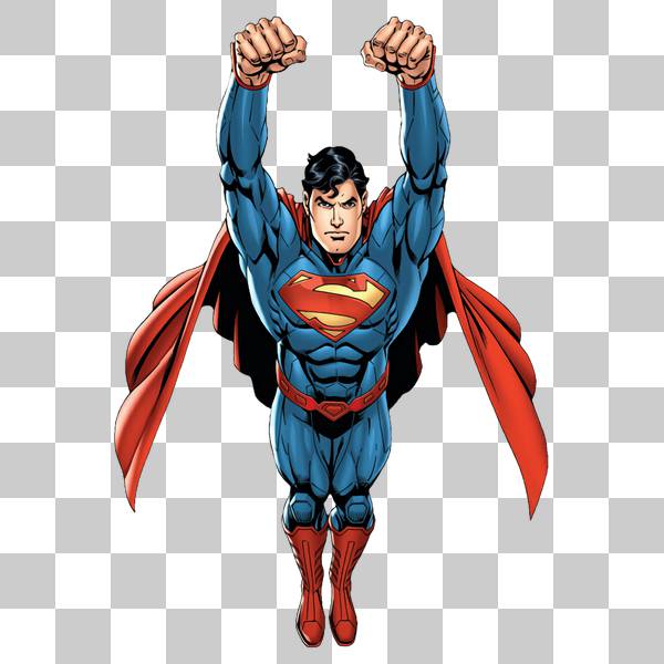 سوپرمن درحال پرواز در زمینه ی شفاف