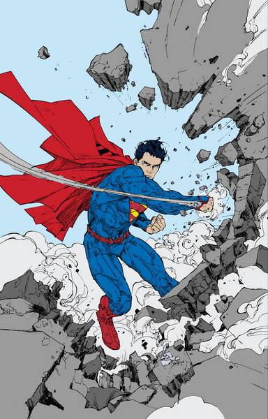 سوپرمن درحال منفجر کردن صخره ها