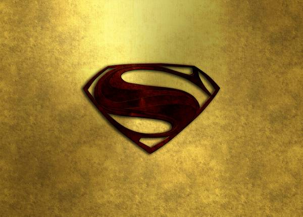 پوستر لوگوی سوپرمن در زمینه ی طلایی