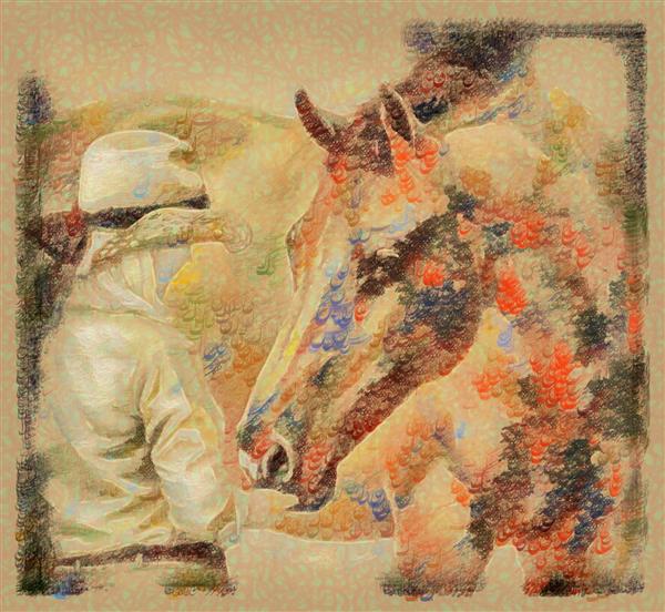 اسب و سوار طرح نقاشیخط زیبای ایرانی با خوشنویسی نستعلیق