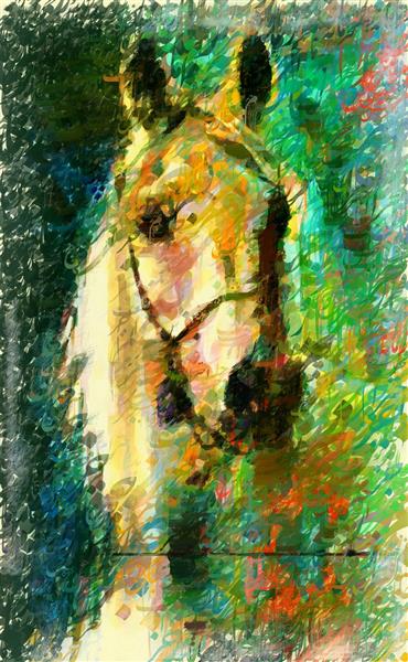 تابلوی اسب زین شده طرح نقاشیخط زیبای ایرانی با خوشنویسی نستعلیق