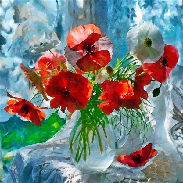 گل های وحشی اثر سلیتو مدیروس نقاشی طبیعت بی جان