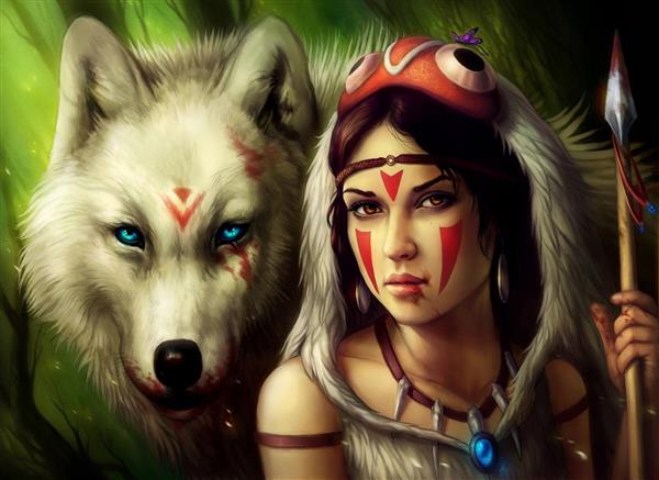 دختر سرخپوست با گرگ سفید