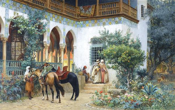 نقاشی صحنه زندگی روزمره یک عثمانی اثر فردریک آرتور بریجمن