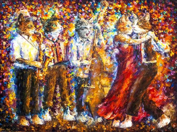 نقاشی رقص زوج گربه اثر لئونید افرموف	