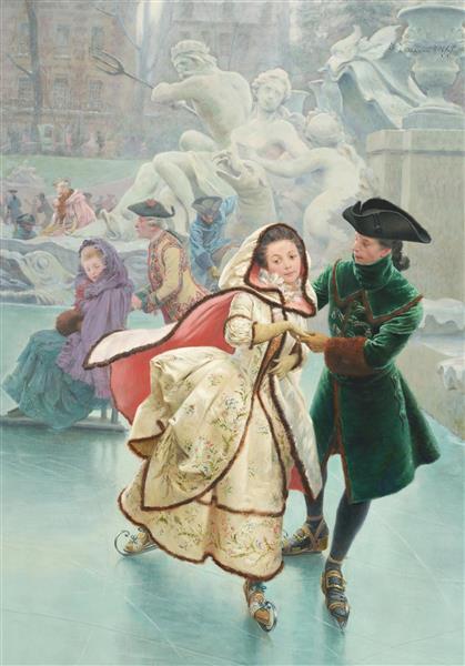 زوج اسکیت باز اثر موریس للوآر نقاشی 