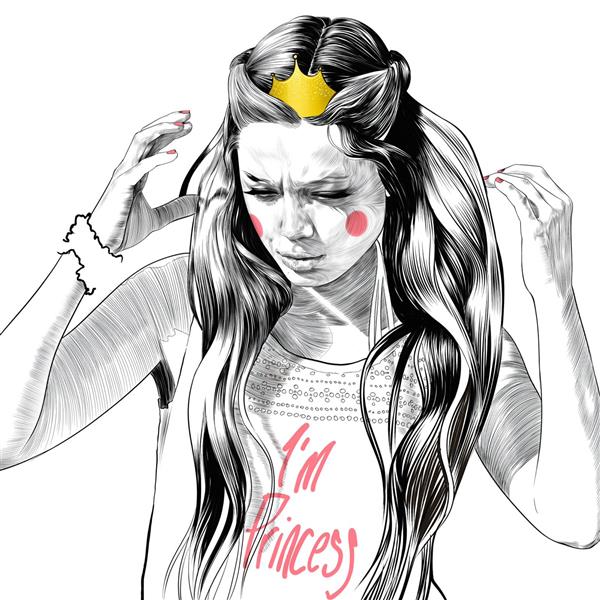 طراحی دختر زیبا با تاج اثر مصطفی سویدان