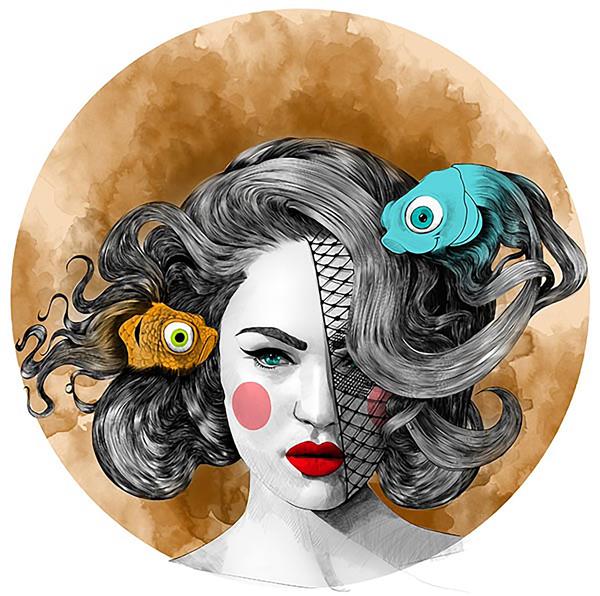 ماه قهوه ای و دختری با آرایش فانتزی اثر مصطفی سویدان