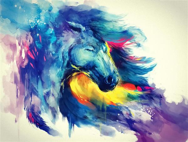 اسب اصیل زیبا نقاشی انتراعی