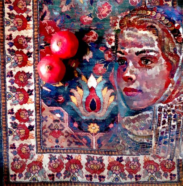 دختر اصیل در تابلو فرش ایرانی