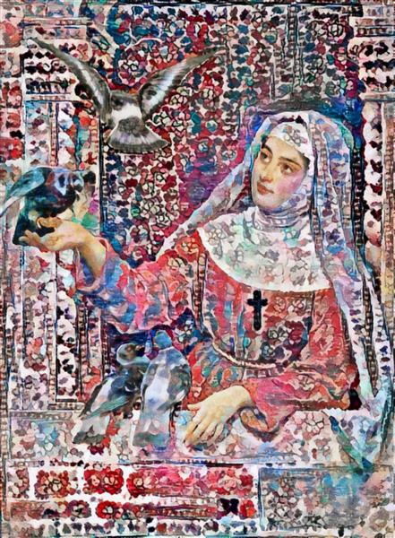 مادر مقدس نقاشی دیجیتال در فرش