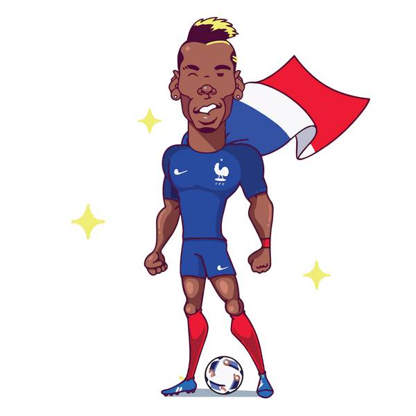 کاریکاتور پل پوگبا در تیم ملی فوتبال فرانسه و شنل پرچم کشور