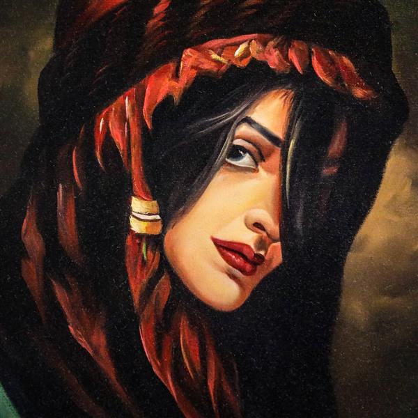 دختر ایران و کردستان نقاشی رنگ روغن